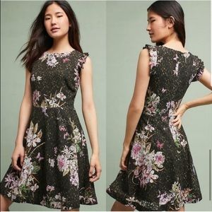 Anthropologie Black Floral Dress - Nevaeh - Size 2